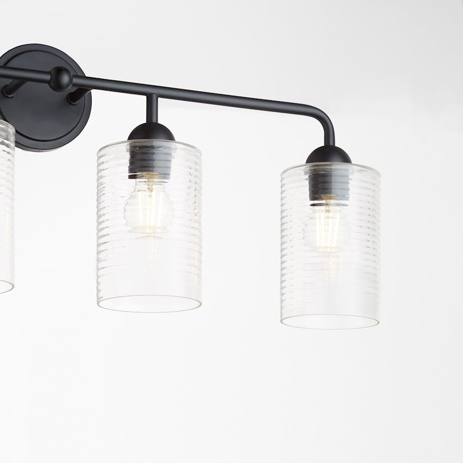 4 Light Bathroom Vanity Light, Matte Black