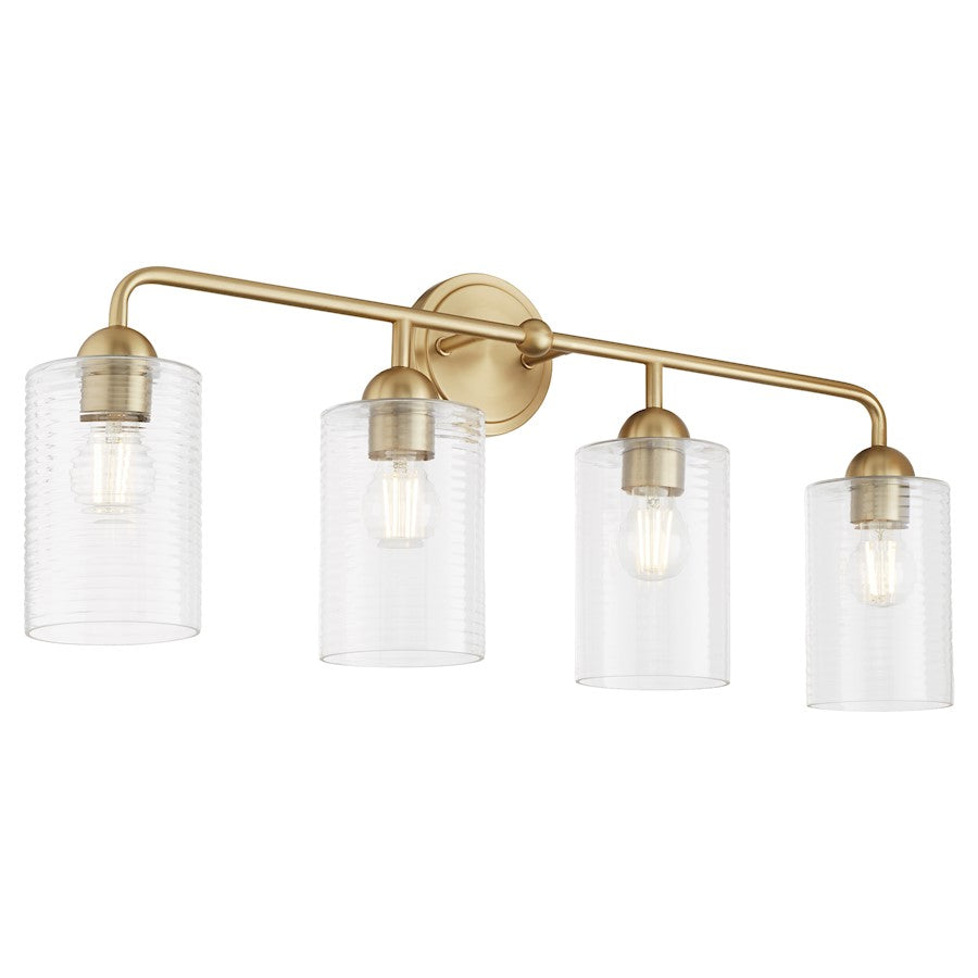 4 Light Bathroom Vanity Light, Aged Brass
