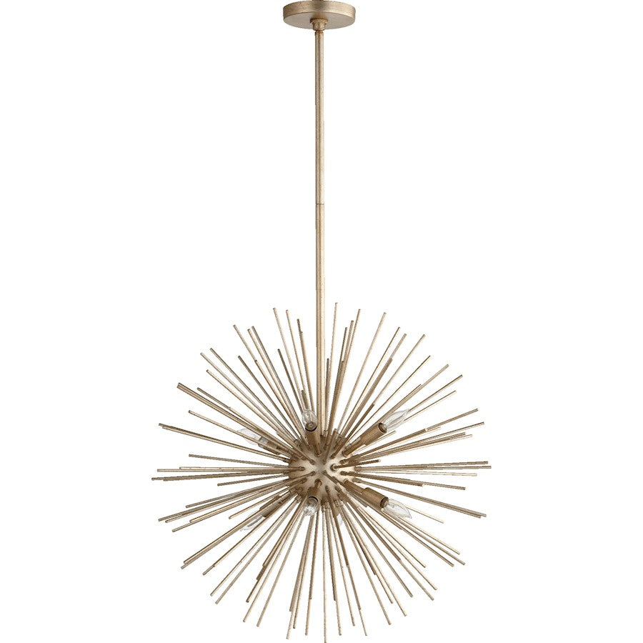 Quorum Electra 8 Light Pendant, Aged Silver Leaf