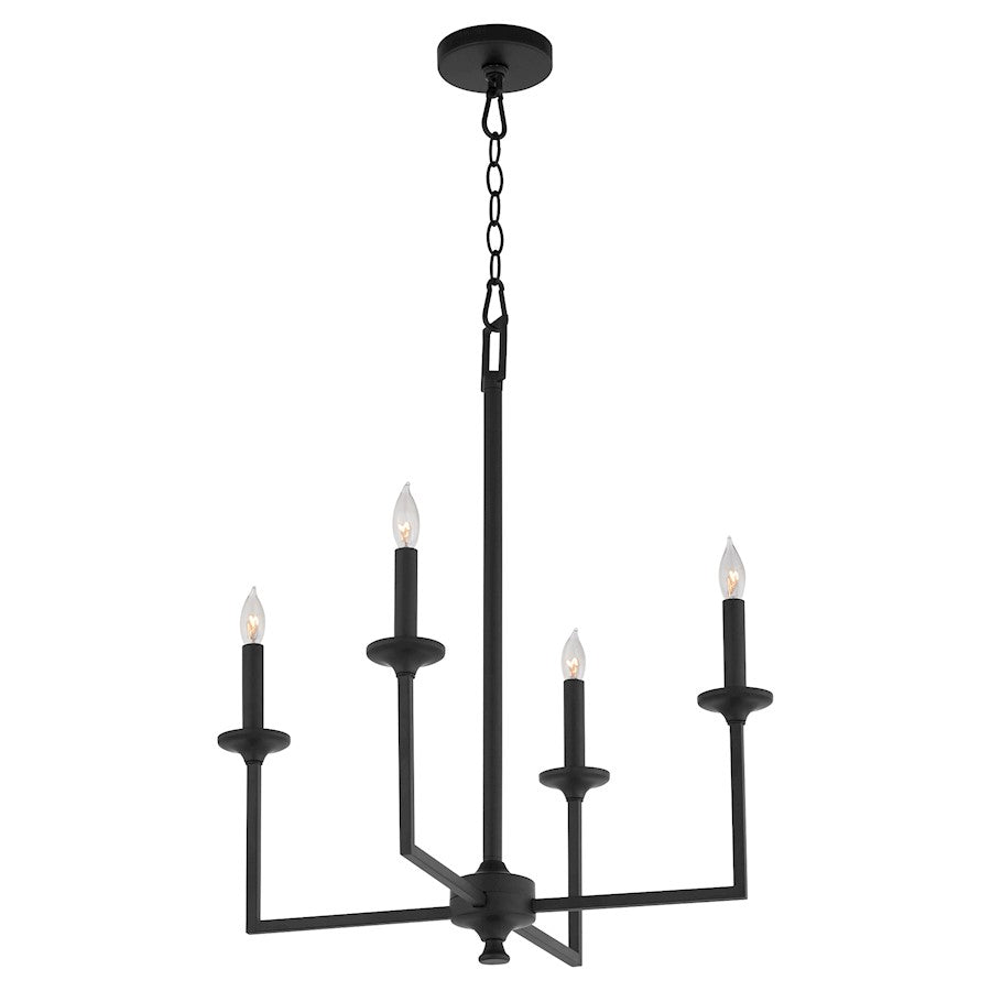 4 Light Chandelier, Matte Black