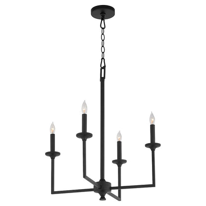 4 Light Chandelier, Matte Black