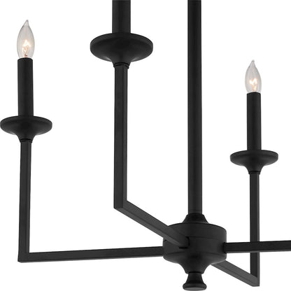 4 Light Chandelier, Matte Black
