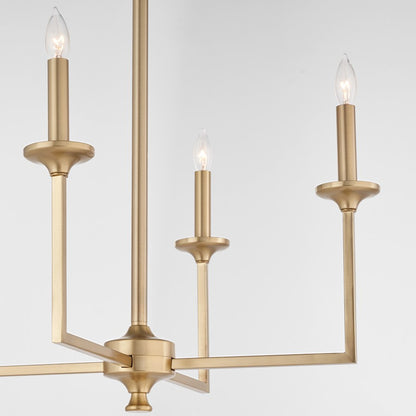 4 Light Chandelier, Aged Brass