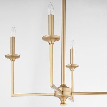 4 Light Chandelier, Aged Brass