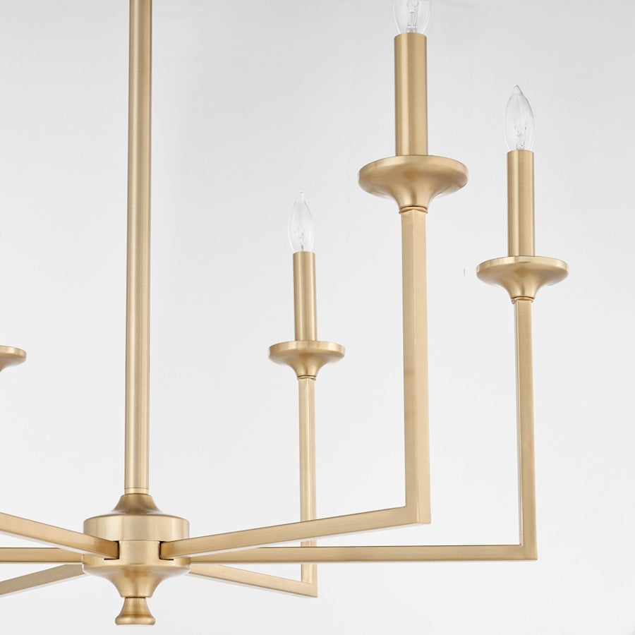 6 Light Chandelier, Aged Brass