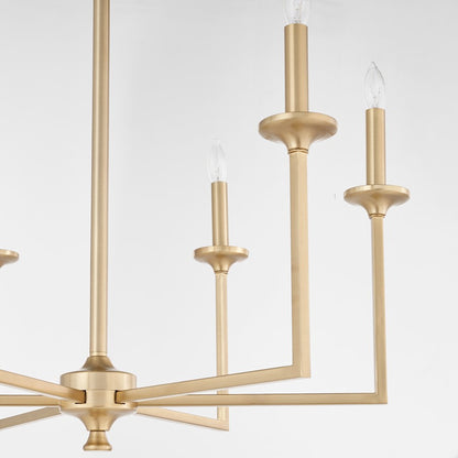 6 Light Chandelier, Aged Brass