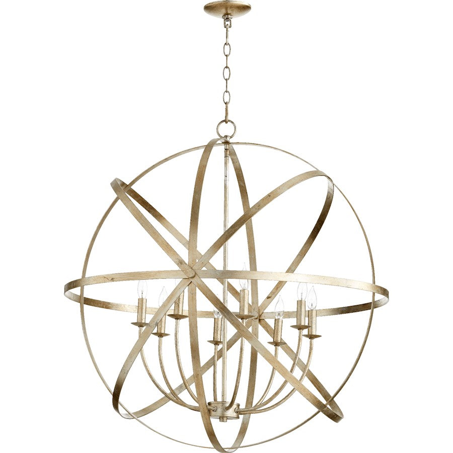Quorum Celeste 8 Light Chandelier, Aged Silver Leaf
