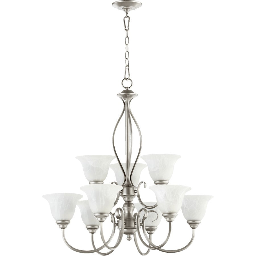 Quorum Spencer 9 Light Chandelier, Classic Nickel