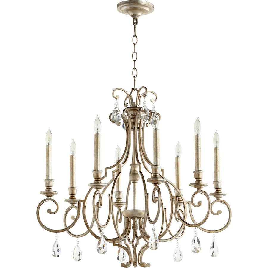 Quorum Ansley 8 Light 29" Chandelier, Aged Silver Leaf