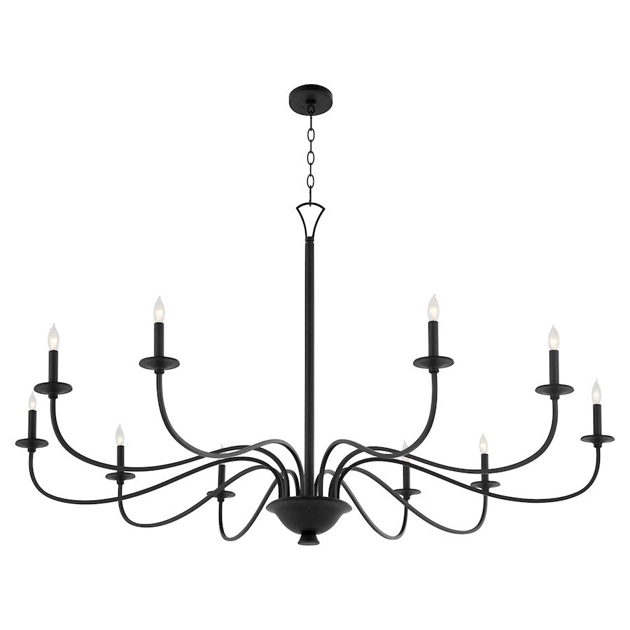 10 Light Chandelier, Matte Black