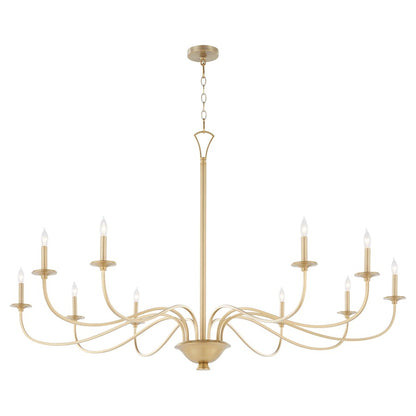 10 Light Chandelier, Aged Brass