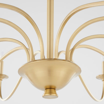10 Light Chandelier, Aged Brass