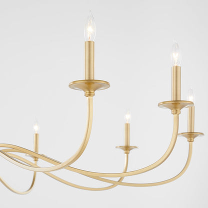 10 Light Chandelier, Aged Brass