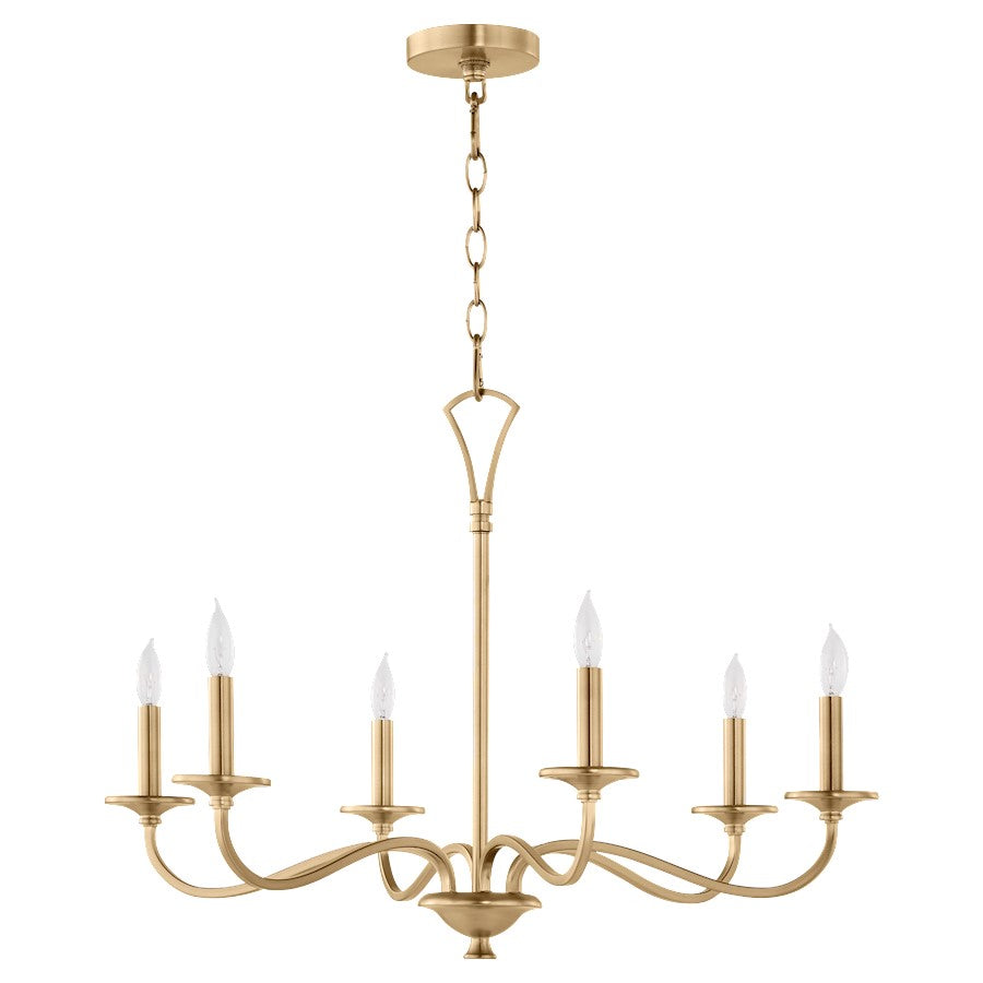 Quorum Maryse 6Lt Chandelier, Aged Brass - 6021-6-80