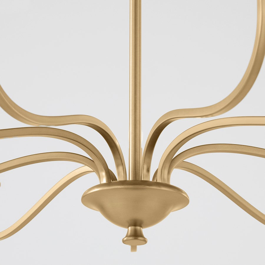 6 Light Chandelier, Aged Brass