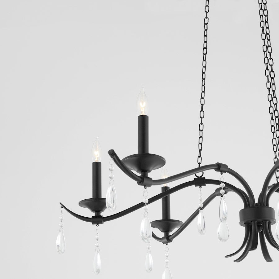 6 Light 36" Chandelier, Matte Black