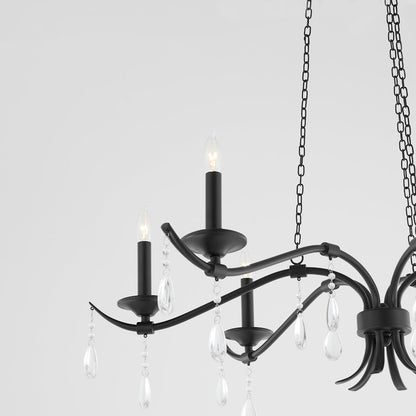 6 Light 36" Chandelier, Matte Black