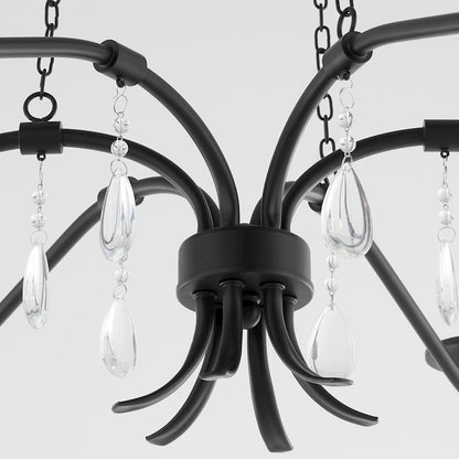 6 Light 36" Chandelier, Matte Black