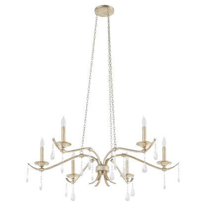 Quorum Lorelei 6Lt 36" Chandelier, Aged Silver Leaf - 603-6-60