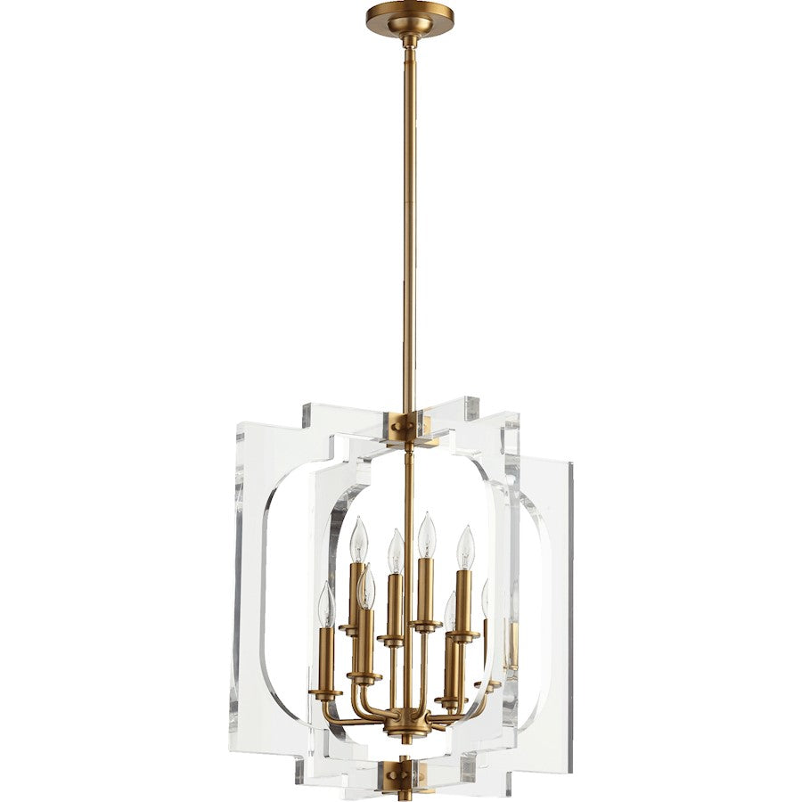 Quorum Broadway 8 Light 21' Pendant, Aged Brass