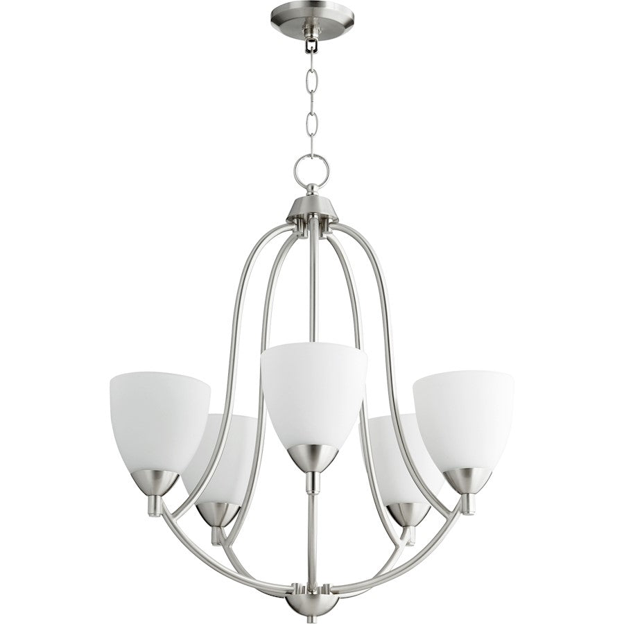 Quorum Barkley 5 Light Chandelier, Satin Nickel
