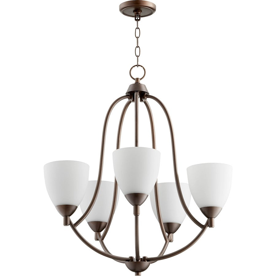 Quorum Barkley 5 Light Chandelier, Oiled Bronze