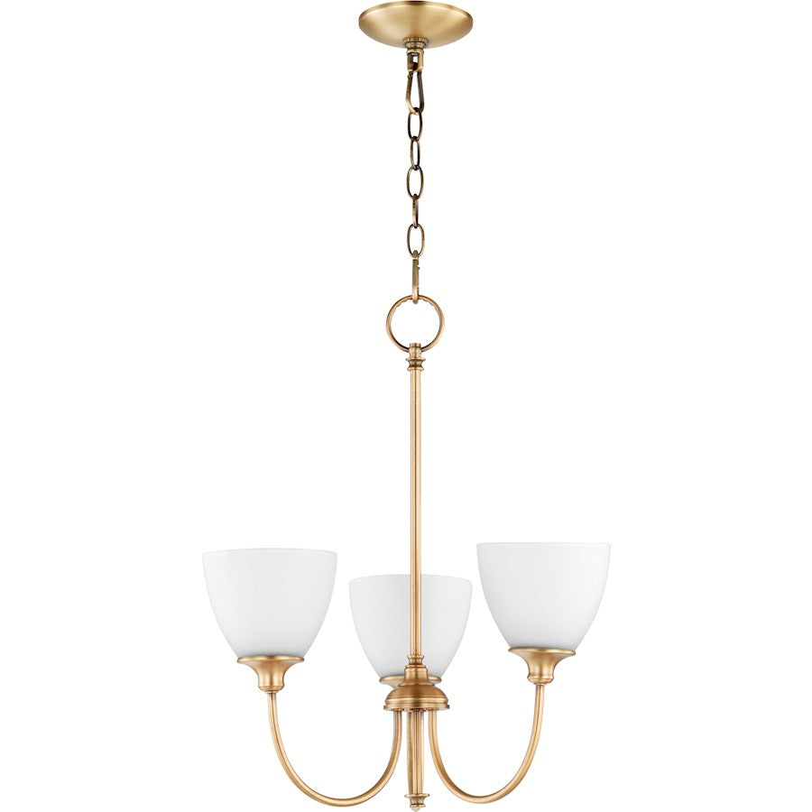 Quorum Celeste 3 Light 21' Chandelier, Aged Brass