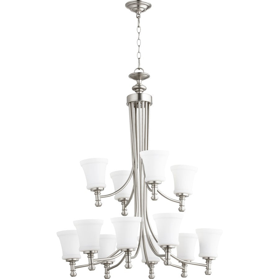 Quorum Rossington 12 Light 35.25' Chandelier, Satin Nickel