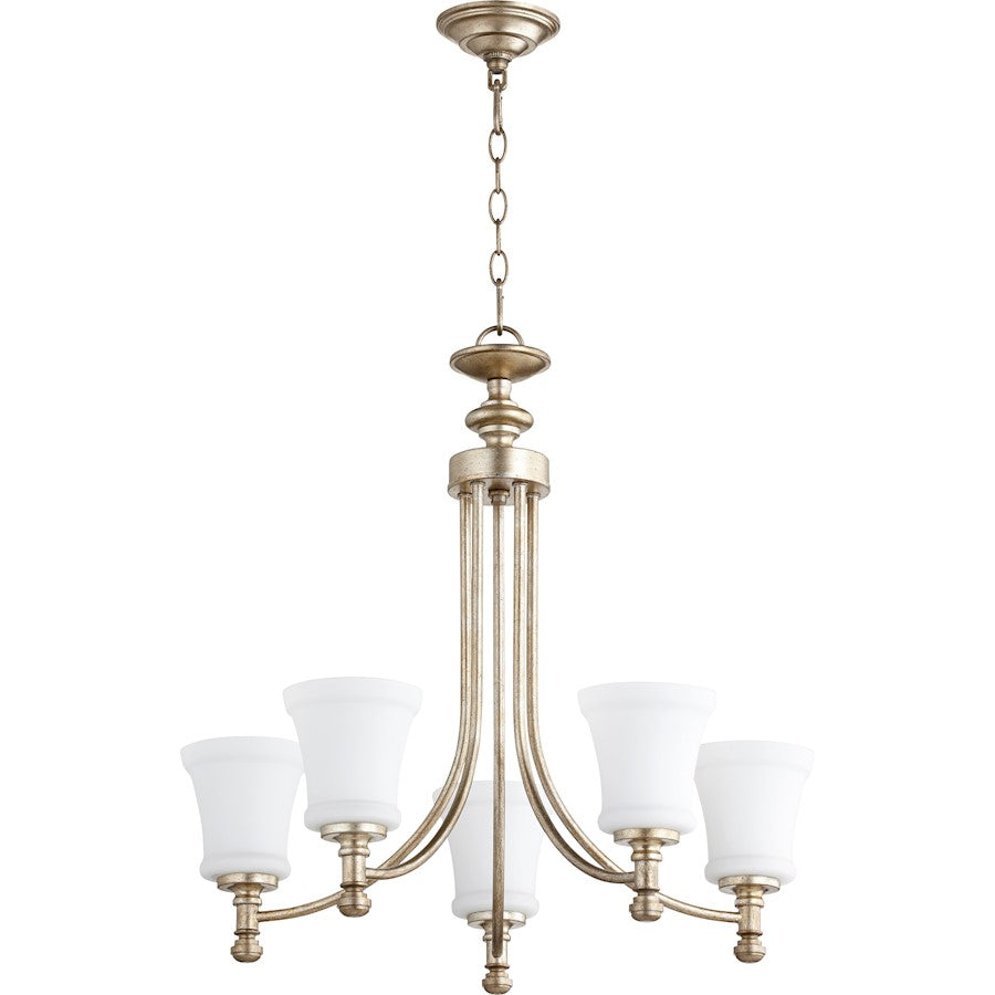 Quorum Rossington 5 Light 25' Chandelier, Aged Silver Leaf