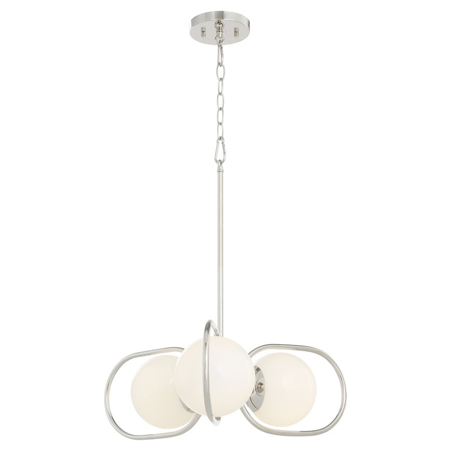 3 Light Chandelier, Polished Nickel