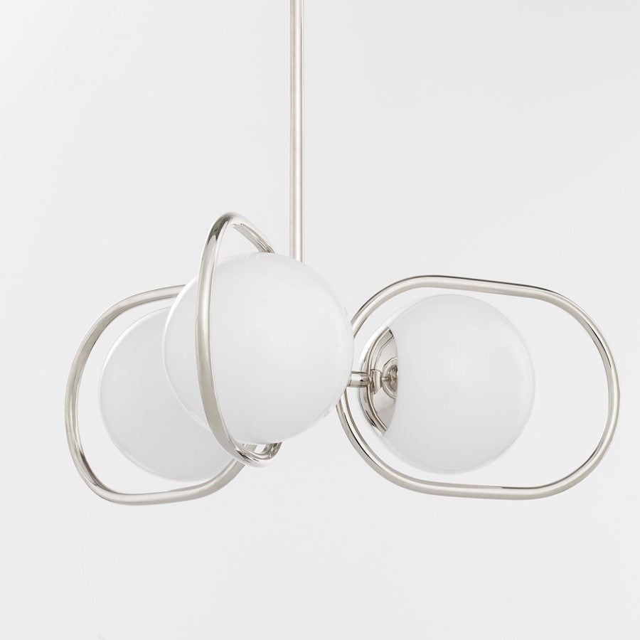 3 Light Chandelier, Polished Nickel