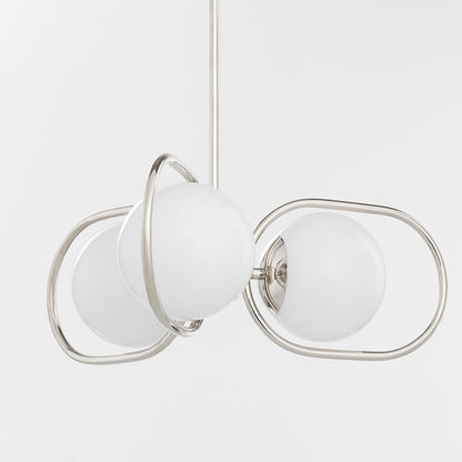 3 Light Chandelier, Polished Nickel