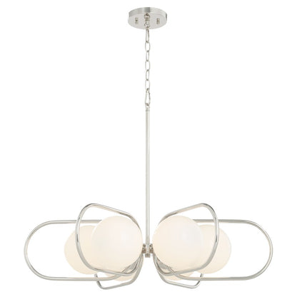 6 Light Chandelier, Polished Nickel