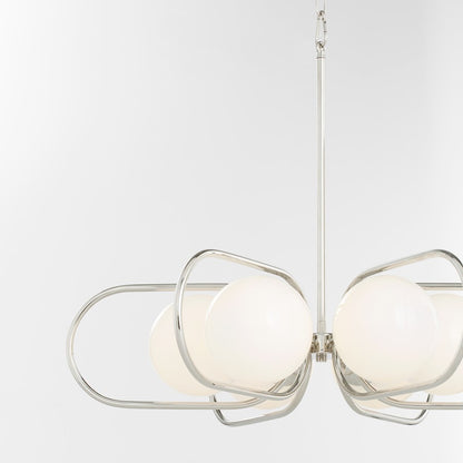 6 Light Chandelier, Polished Nickel
