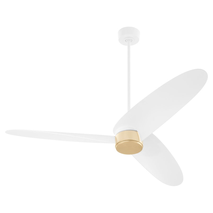 Quorum Brisa 60" 3 Blade Patio Fan, Studio White/Aged Brass - 61603-8