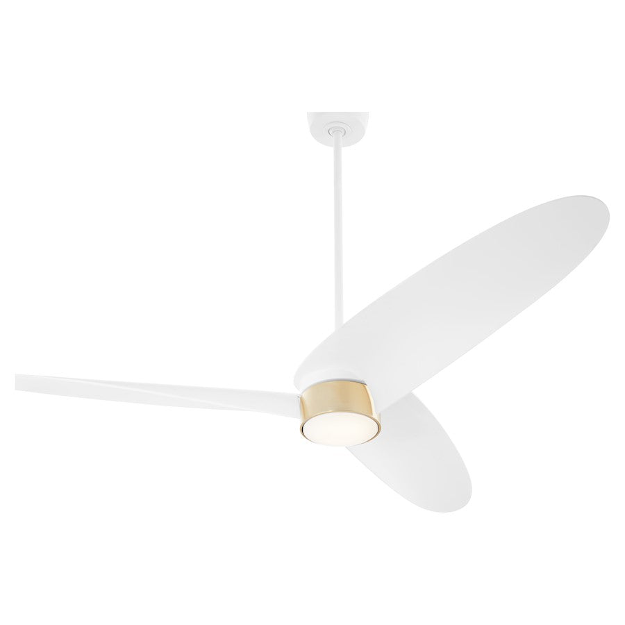 Quorum Brisa 60" 3 Blade Patio Fan, Studio White/Aged Brass