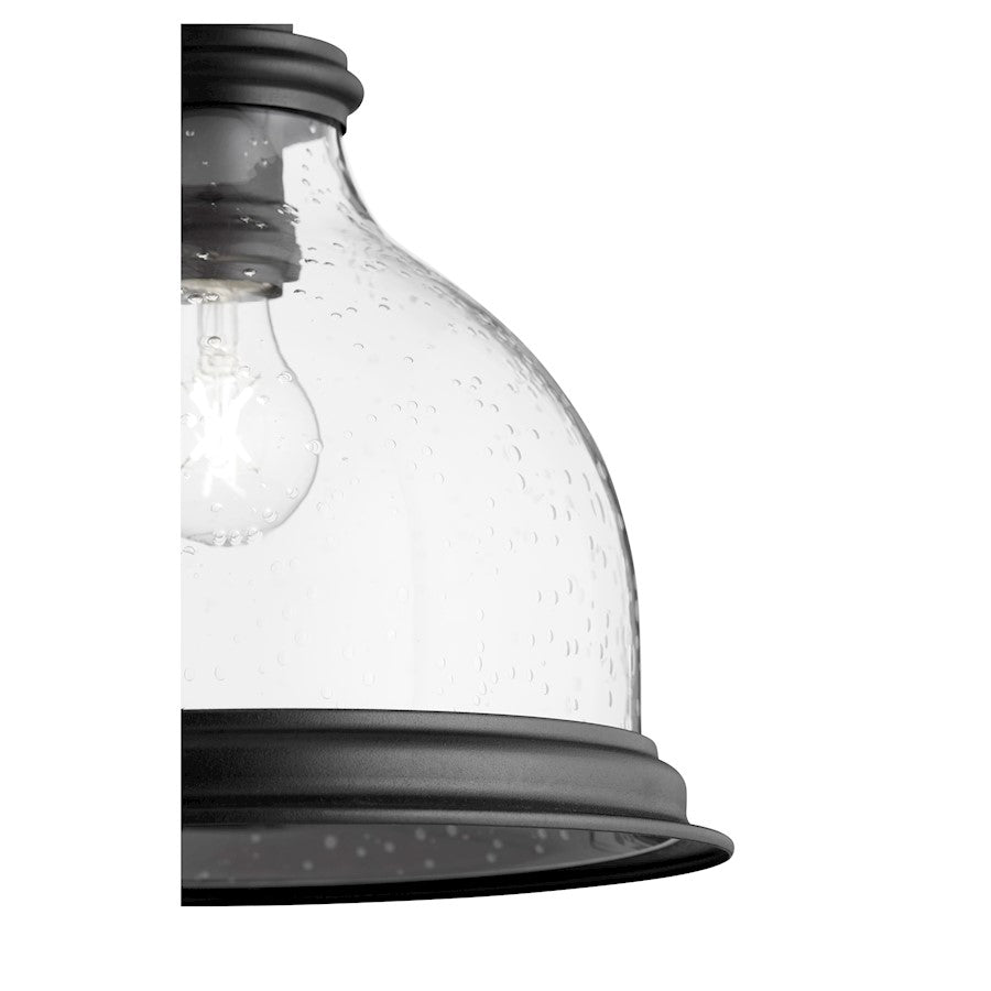 1 Light 13.25" Pendant with Ring, Clear Seeded