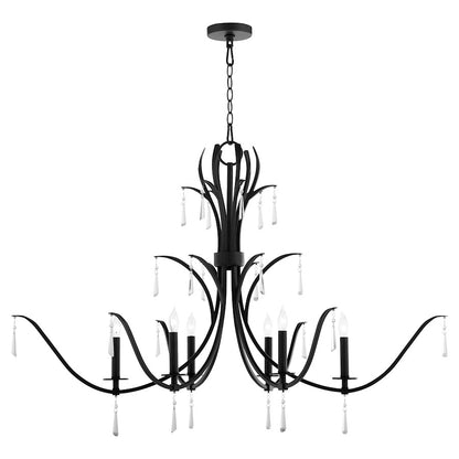 6 Light Chandelier, Matte Black