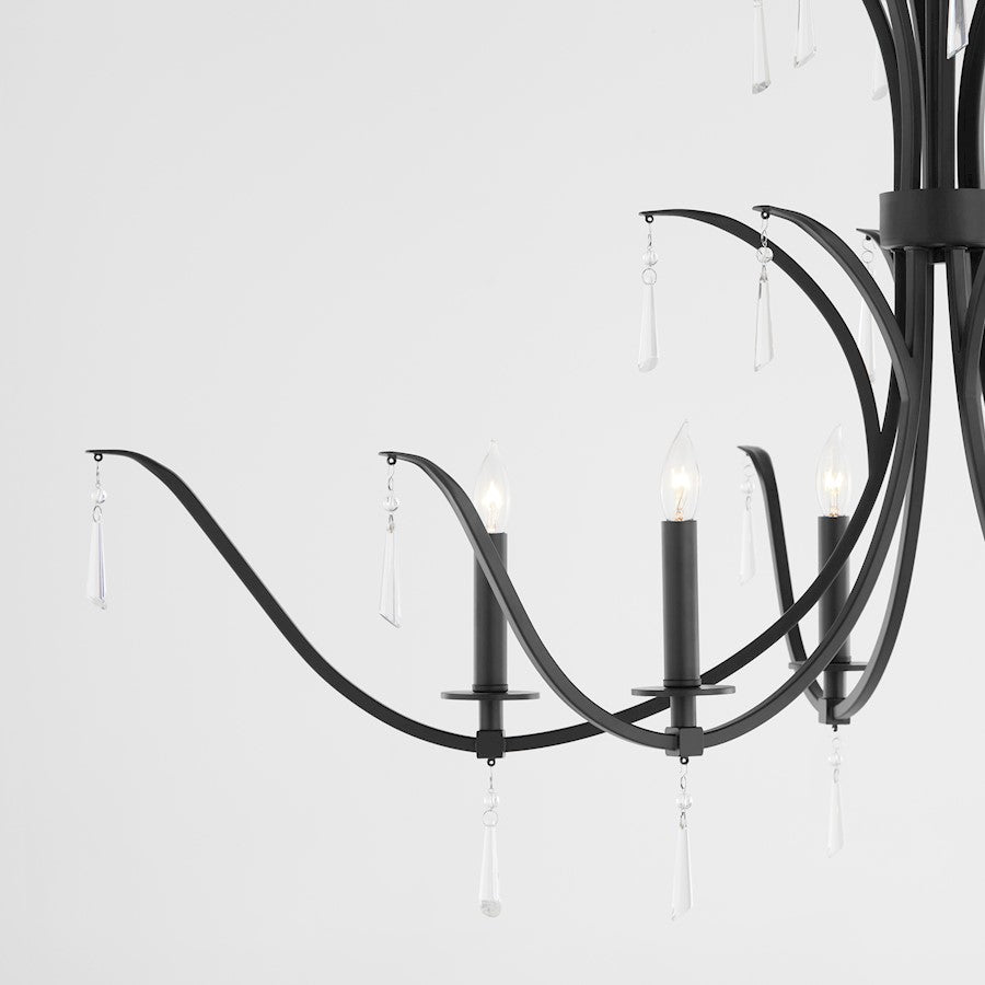 6 Light Chandelier, Matte Black