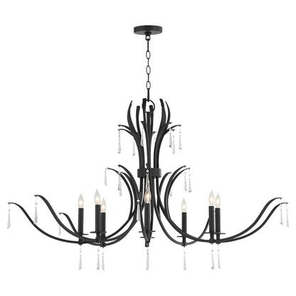 8 Light Chandelier, Matte Black