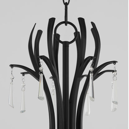 8 Light Chandelier, Matte Black