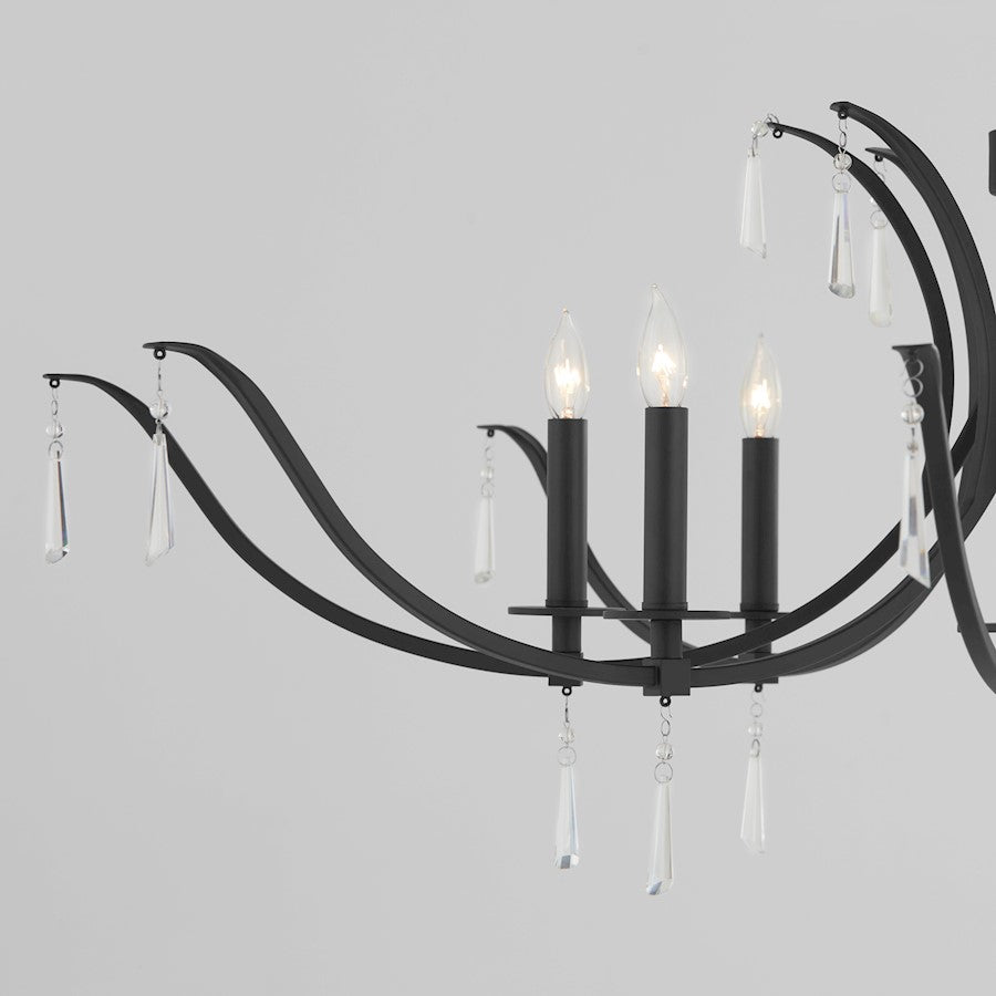 8 Light Chandelier, Matte Black