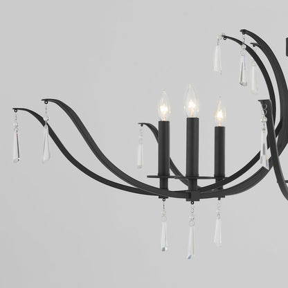 8 Light Chandelier, Matte Black
