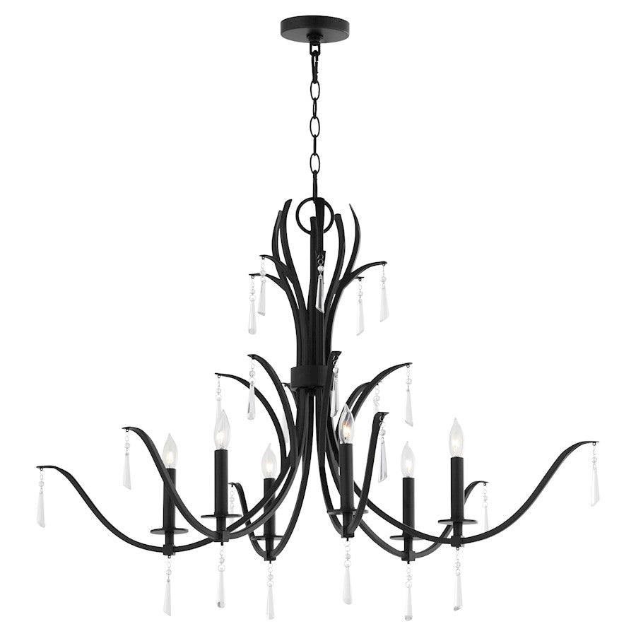 6 Light Ellipse Chandelier, Matte Black