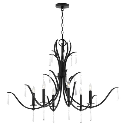 6 Light Ellipse Chandelier, Matte Black