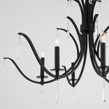 6 Light Ellipse Chandelier, Matte Black