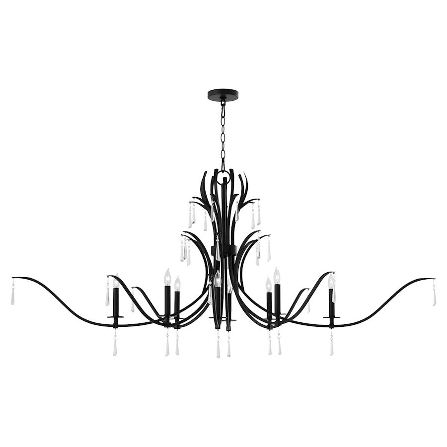 8 Light Ellipse Chandelier, Matte Black