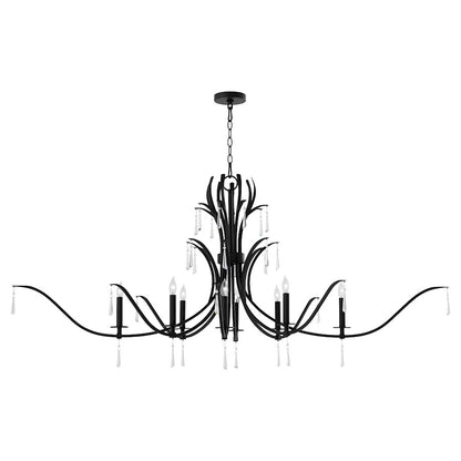 8 Light Ellipse Chandelier, Matte Black