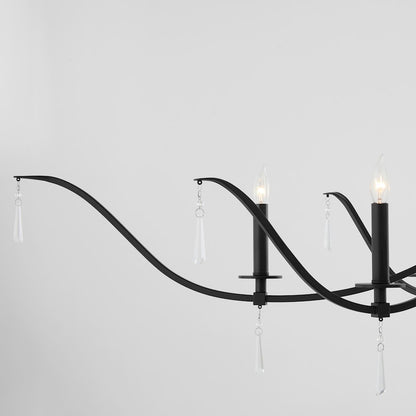 8 Light Ellipse Chandelier, Matte Black