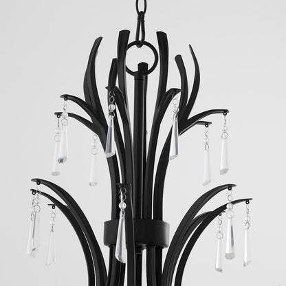 8 Light Ellipse Chandelier, Matte Black